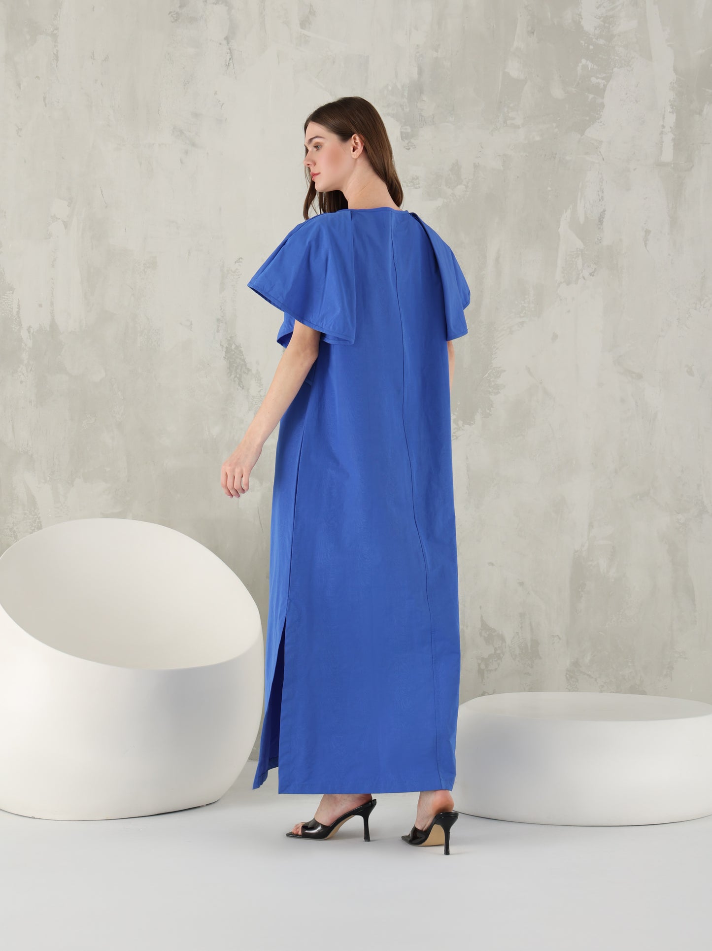 Marya navy blue taffeta kaftan