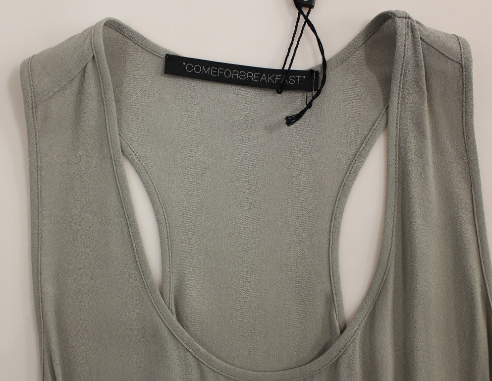 Comeforbreakfast Elegant Gray Viscose Top – Timeless Style