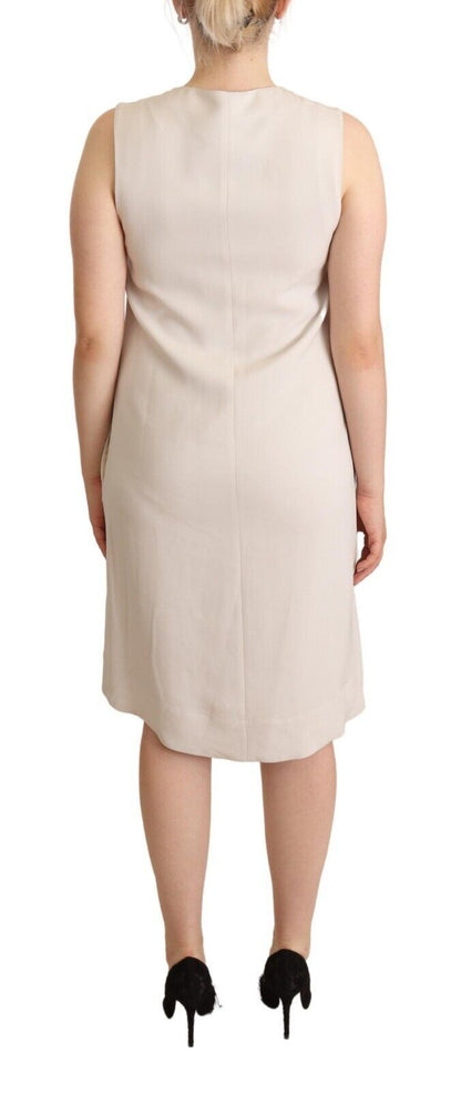 Peserico Chic Beige Sleeveless Shift Dress