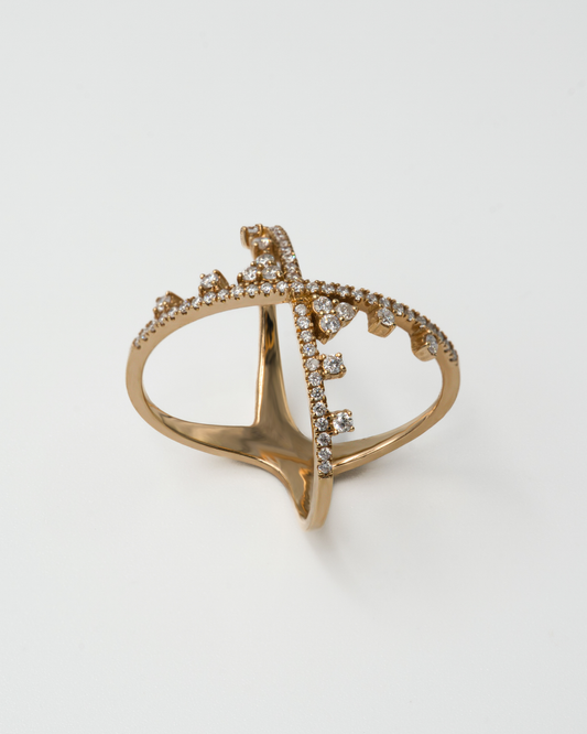 NATURAL DIAMOND CRISSCROSS RING