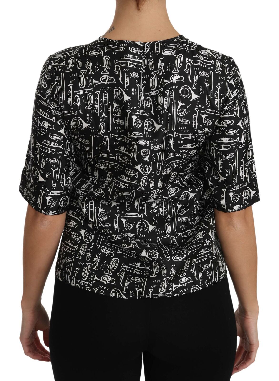 Dolce & Gabbana Exquisite Trumpet Print Silk Blouse