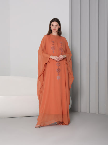 Sofia crystal-embellished brown chiffon georgette kaftan