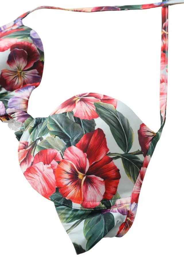 Dolce & Gabbana Multicolor Floral Swimwear Top Push Up Bikini