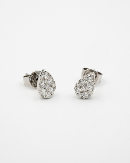 NATURAL DIAMOND CLUSTER PEAR STUD EARINGS