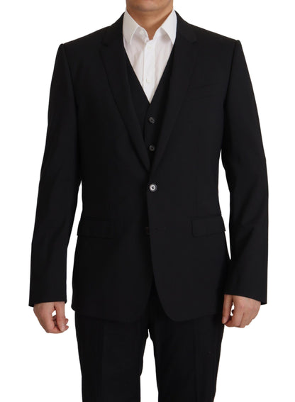 Dolce & Gabbana Elegant Black Martini Blazer and Vest Ensemble