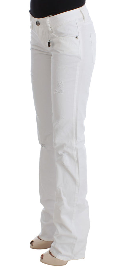 Costume National Chic Slim Fit White Cotton Jeans