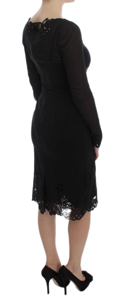 Dolce & Gabbana Elegant Black Floral Lace Sheath Dress