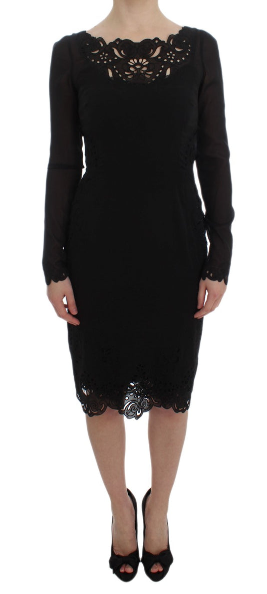 Dolce & Gabbana Elegant Black Floral Lace Sheath Dress