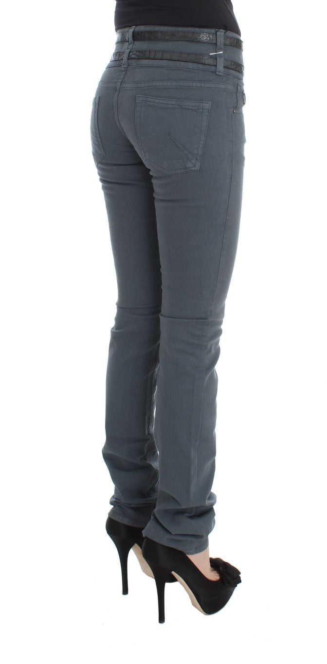 John Galliano Sleek Slim Fit Italian Jeans in Chic Blue