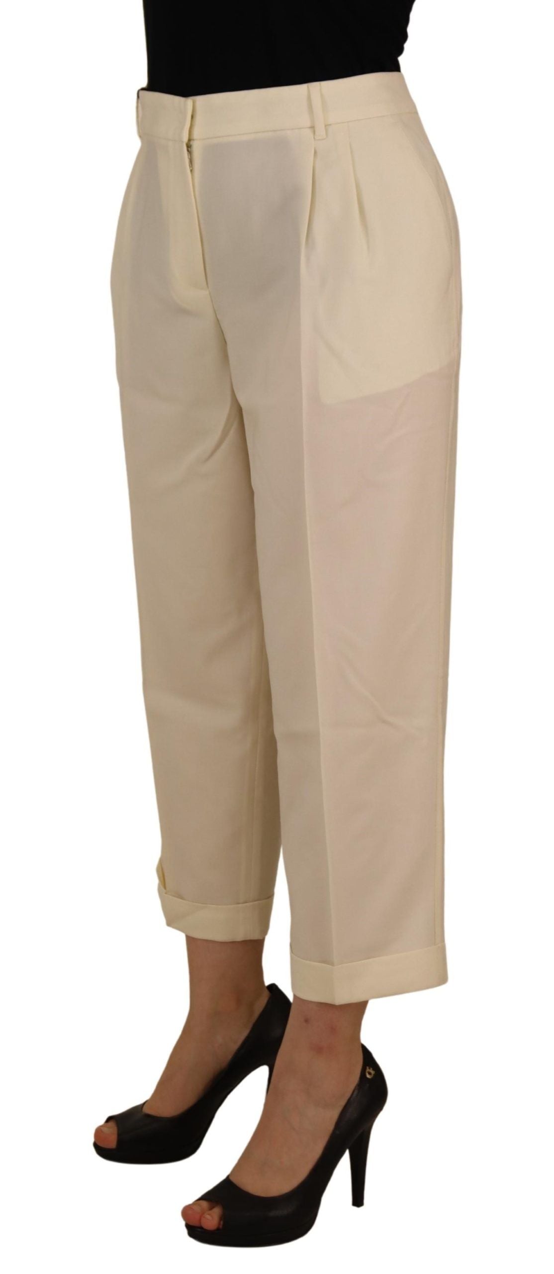 Dolce & Gabbana Elegant Ivory High-Waist Wool Pants