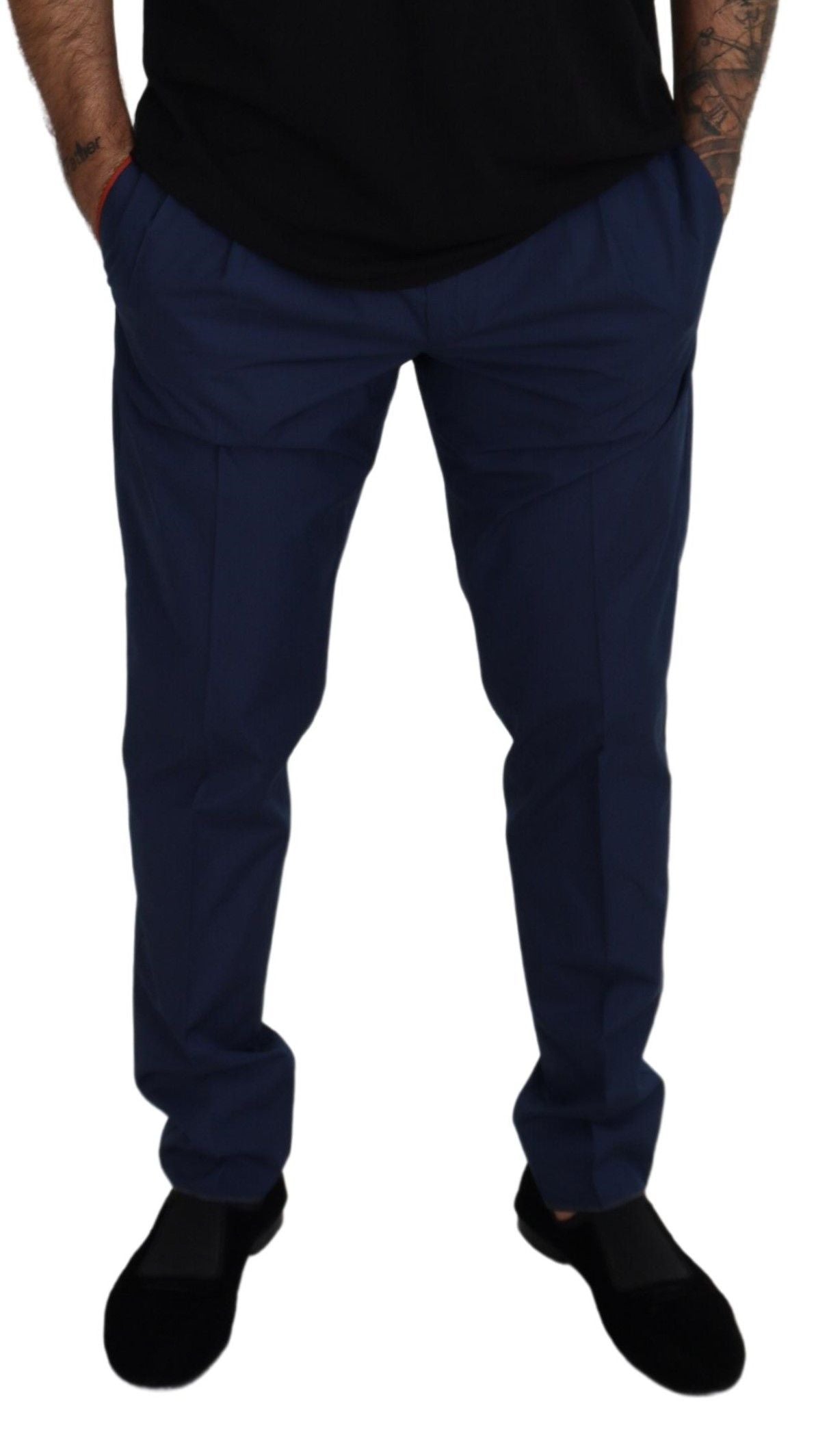 Dolce & Gabbana Elegant Slim Fit Chinos in Blue Silk Blend