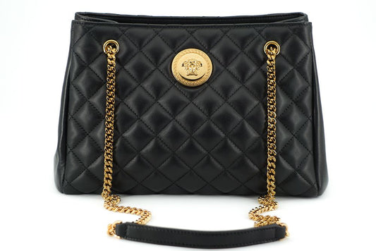 Versace Elegant Quilted Nappa Leather Tote Bag