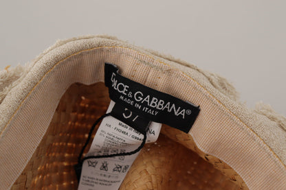 قبعة دلو من دولتشي آند غابانا أنيقة باللون الأصفر الفاتح