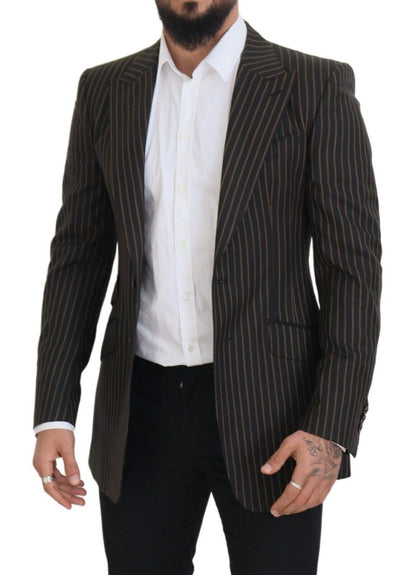 Dolce & Gabbana Elegant Striped Wool Blend Slim Blazer