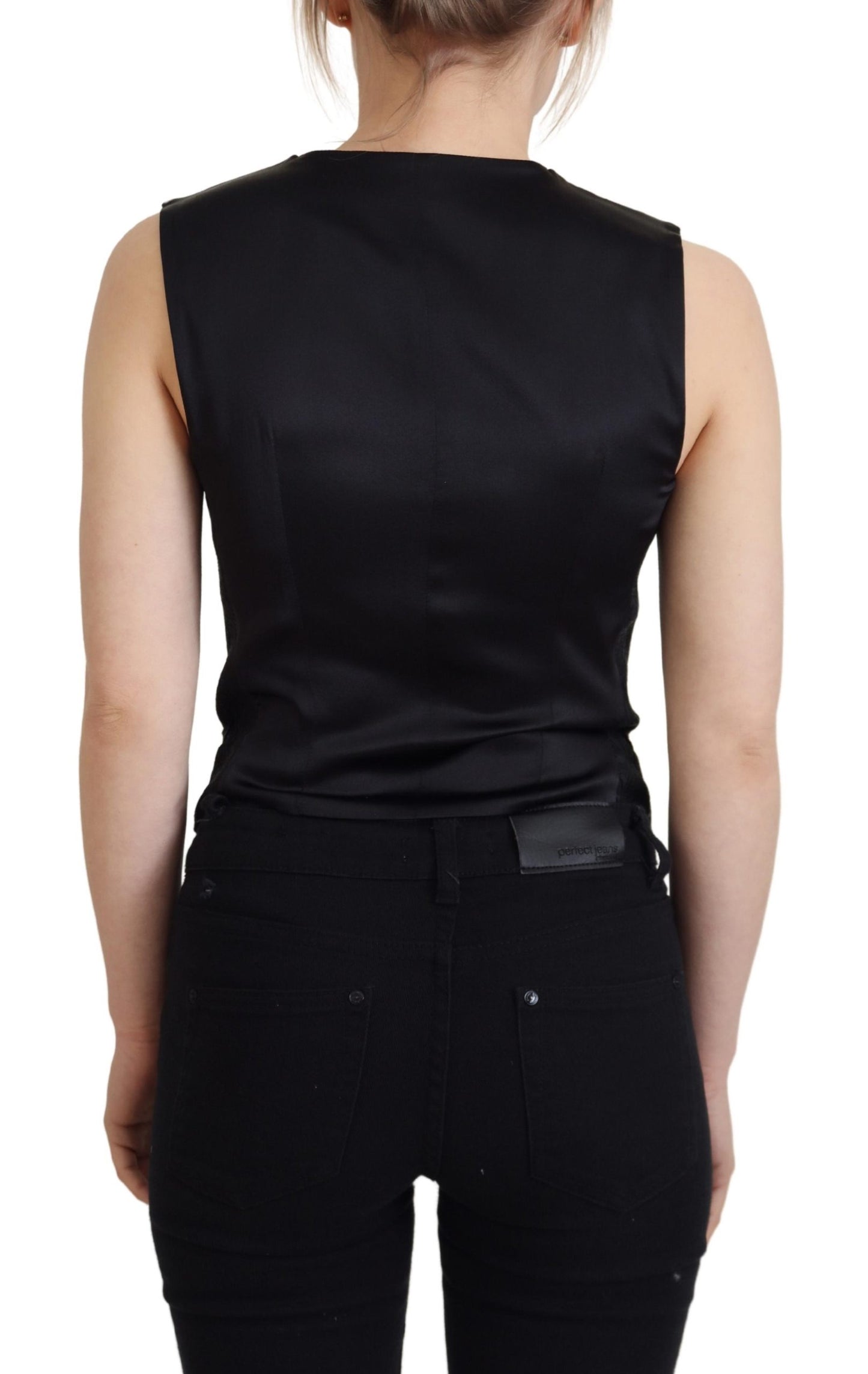 Dolce & Gabbana Elegant Black Silk Blend Waistcoat Vest