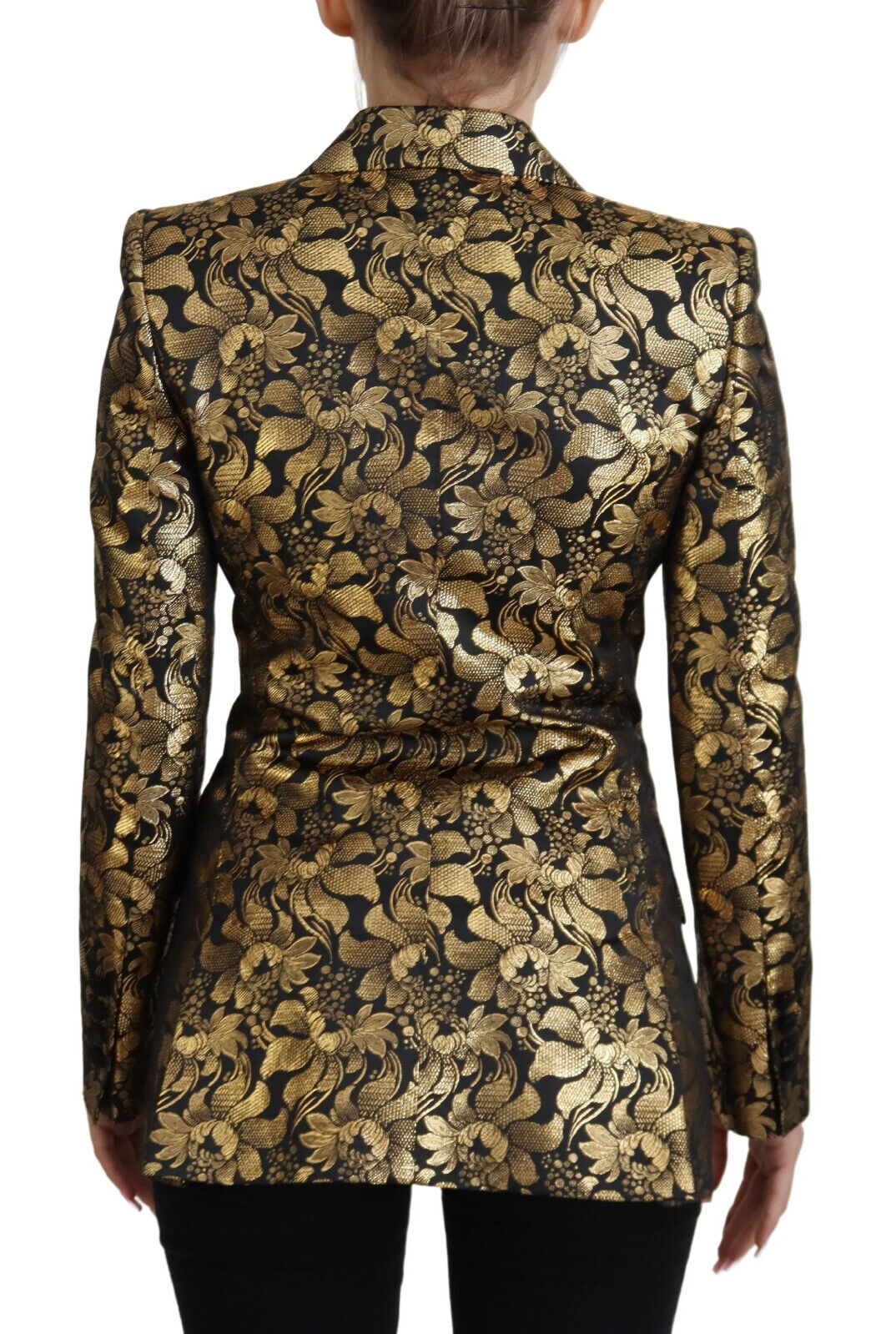 Dolce & Gabbana Elegant Black and Gold Floral Jacket