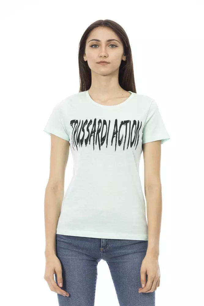 Trussardi Action Light Blue Cotton Women T-Shirt