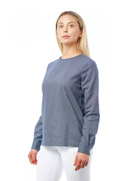 Bagutta "Blue Cotton Women Shirt with Geometric Pattern"