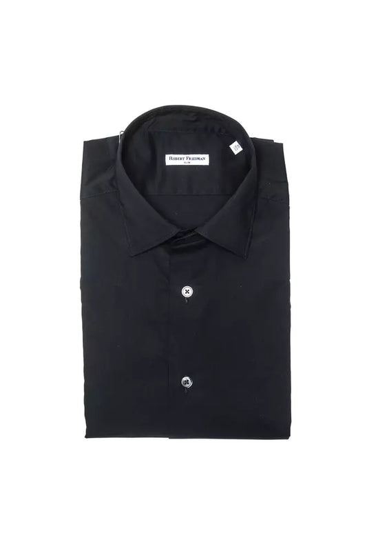 Robert Friedman Black Cotton Men Shirt