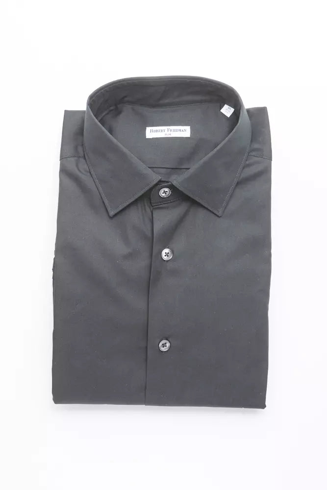 Robert Friedman Black Cotton Men Shirt