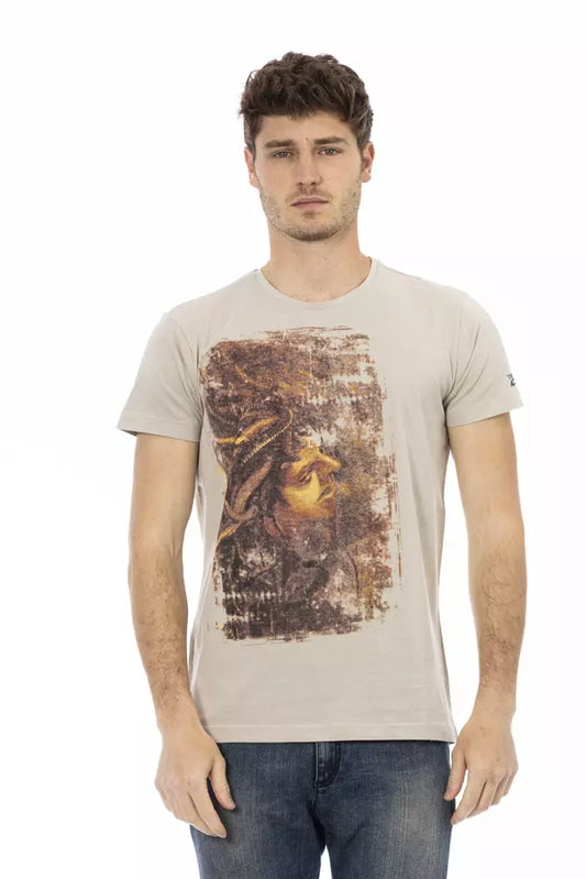 Trussardi Action Beige Cotton Men T-Shirt