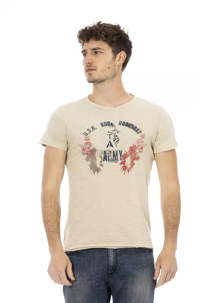 Trussardi Action Beige Cotton Men T-Shirt