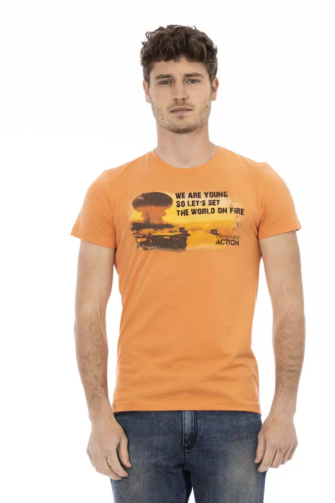 Trussardi Action Orange Cotton Men T-Shirt