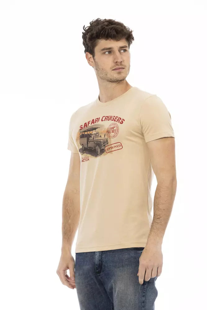 Trussardi Action Beige Cotton Men T-Shirt