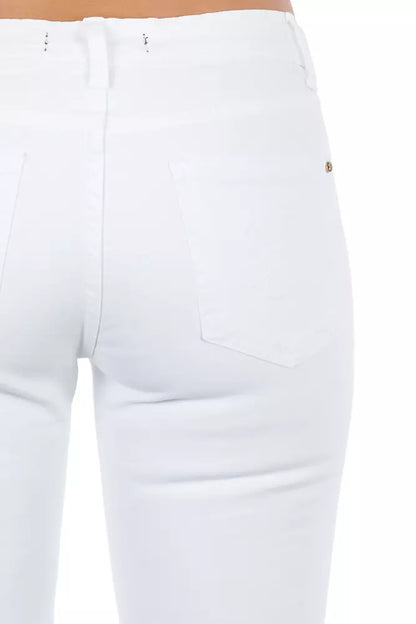 Frankie Morello White Cotton Women Jeans