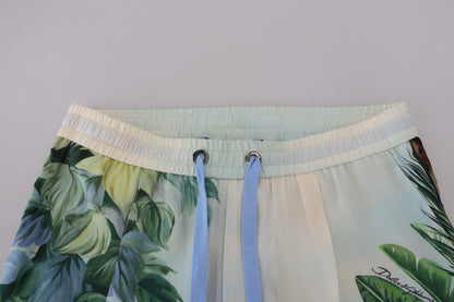 دولتشي آند غابانا سروال بيان الحرير متعدد الألوان