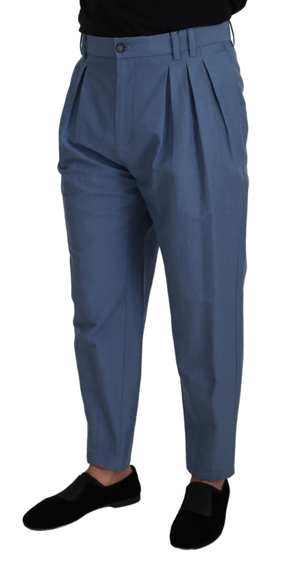 Dolce & Gabbana Elegant Blue Linen-Cotton Pants