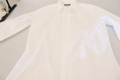 Dolce & Gabbana Elegance Reimagined White Cotton Dress Shirt