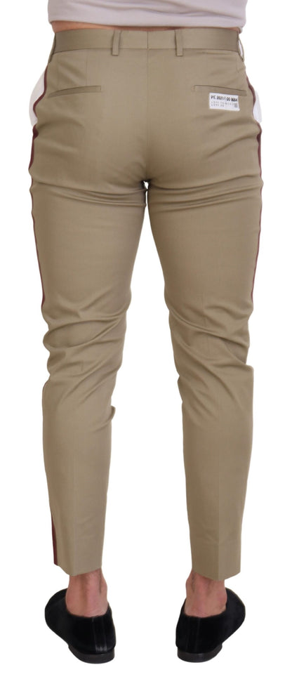 Dolce & Gabbana Two-Tone White & Brown Chic Cotton Pants