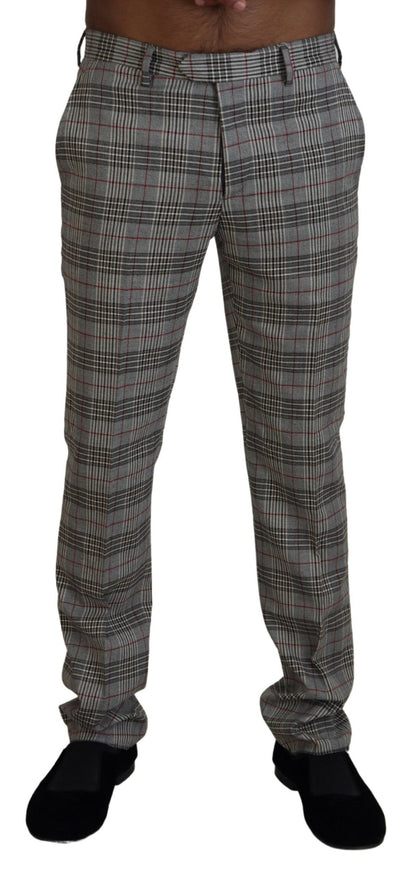 BENCIVENGA Elegant Gray Checkered Slim Men's Pants