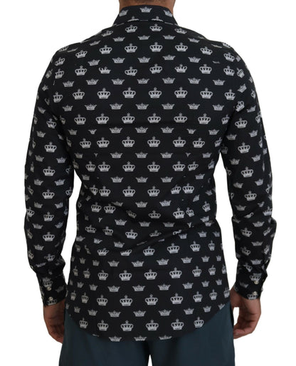 Dolce & Gabbana Elegant Slim Fit Crown Print Formal Shirt