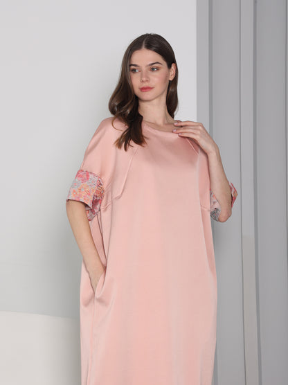 Amira peach jacquard kaftan