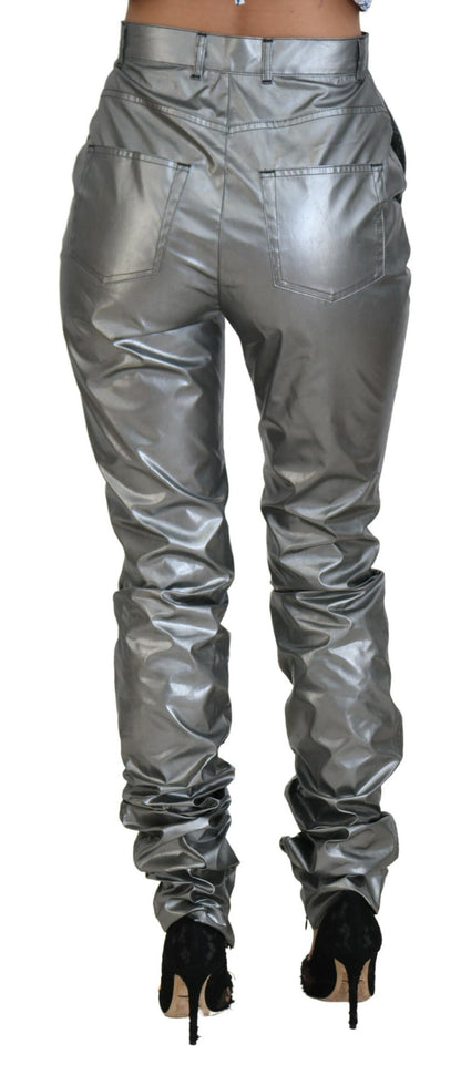 Dolce & Gabbana Elegant High Waist Skinny Pants in Silver