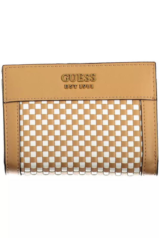 محفظة Guess Jeans الأنيقة ذات الحجم البني مع إغلاق آمن