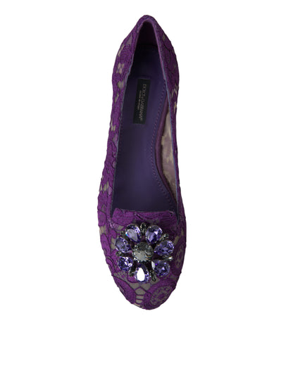 Dolce & Gabbana Elegant Floral Lace Vally Flat Shoes