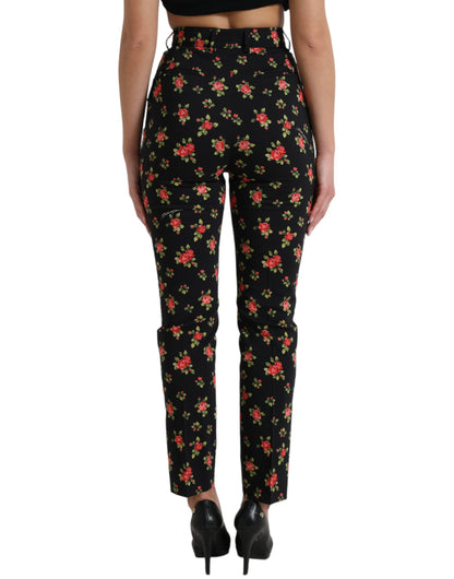 Dolce & Gabbana Elegant High-Waist Floral Tapered Pants