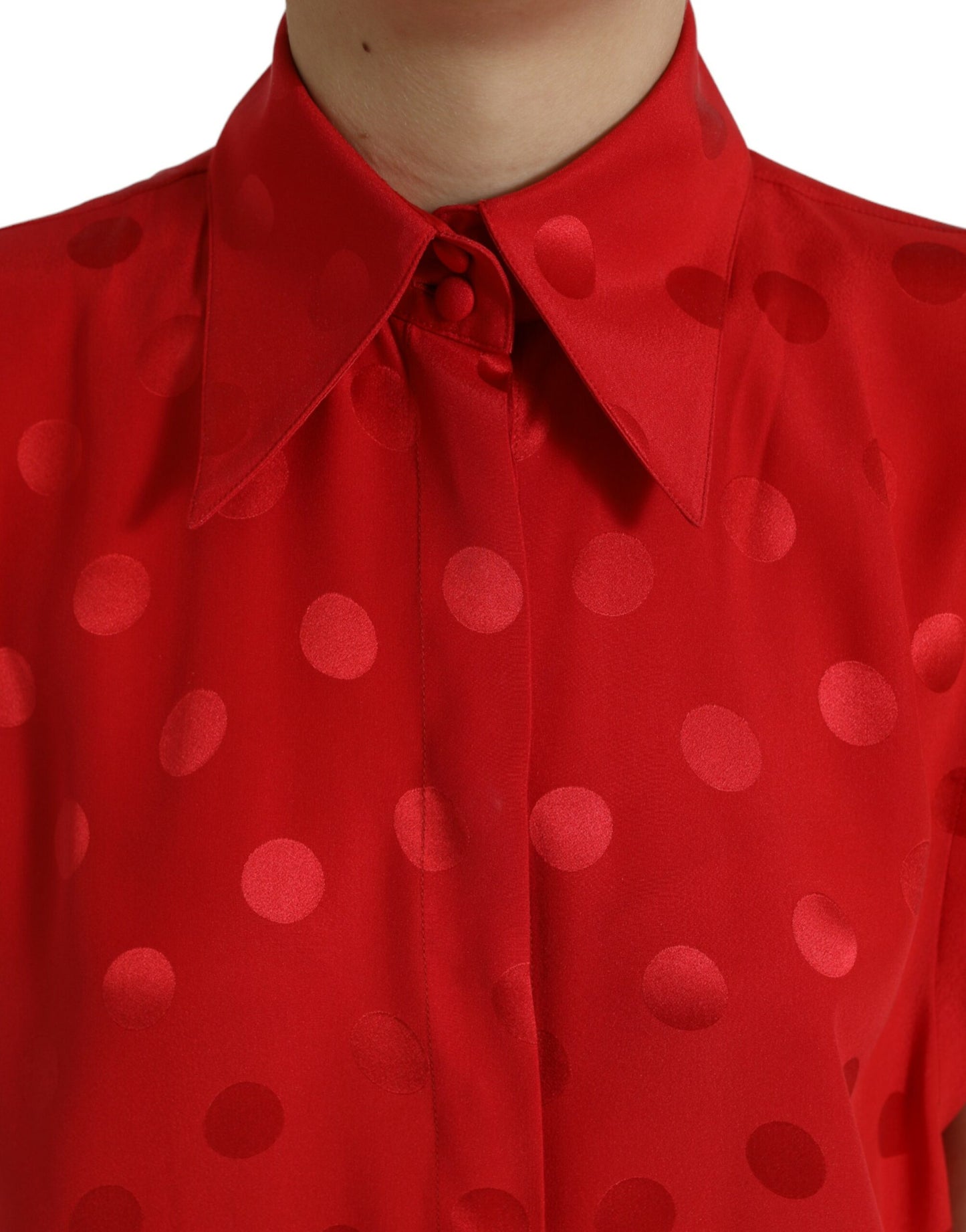 Dolce & Gabbana Elegant Polka Dot Sleeveless Silk Blouse