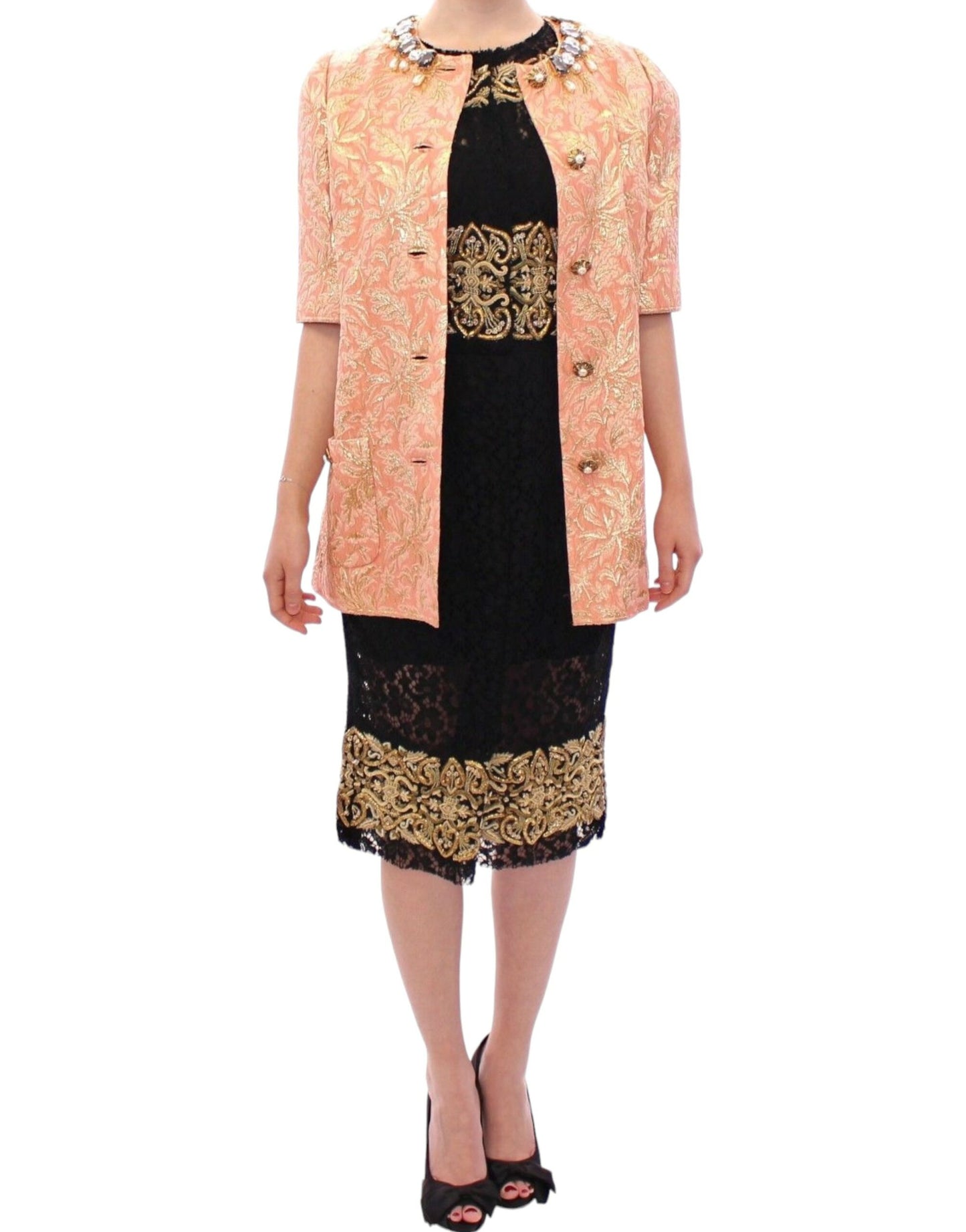 Dolce & Gabbana Exclusive Crystal Brocade Coat Jacket