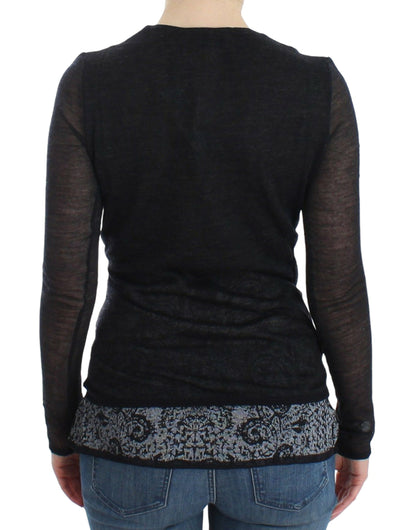 Ermanno Scervino Deep V-neck Black Wool Blend Sweater