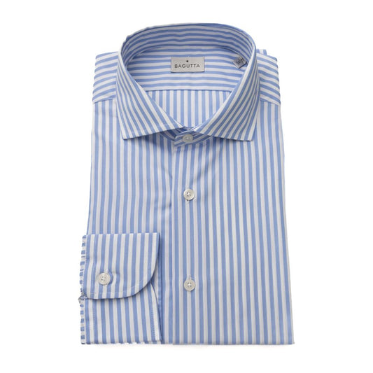 Bagutta Light Blue Cotton Men Shirt