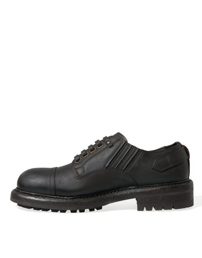 Dolce & Gabbana Elegant Mens Leather Derby Dress Shoes