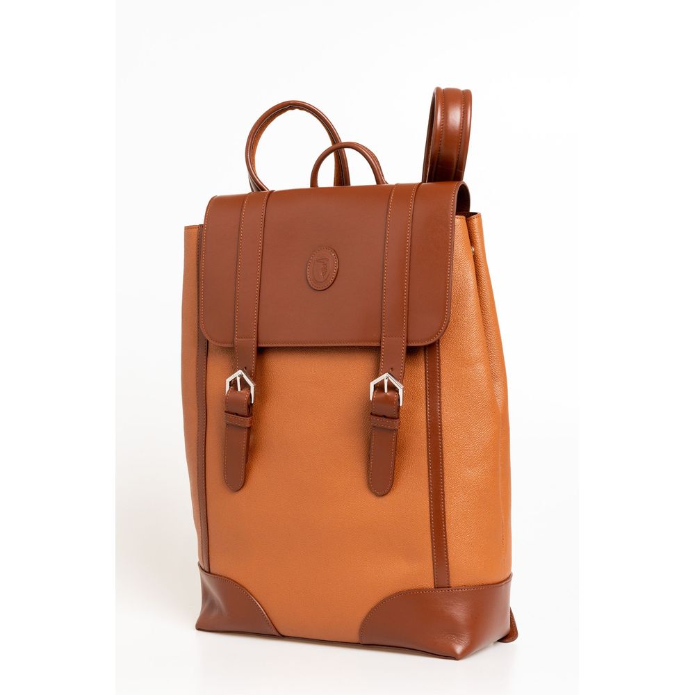 Trussardi Brown Leather Men Backpack