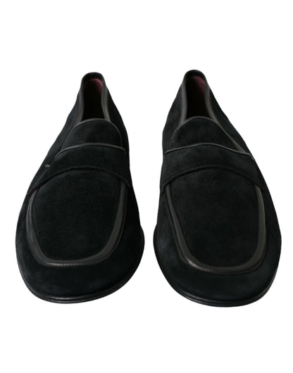 Dolce & Gabbana Elegant Velvet Black Loafers for Men