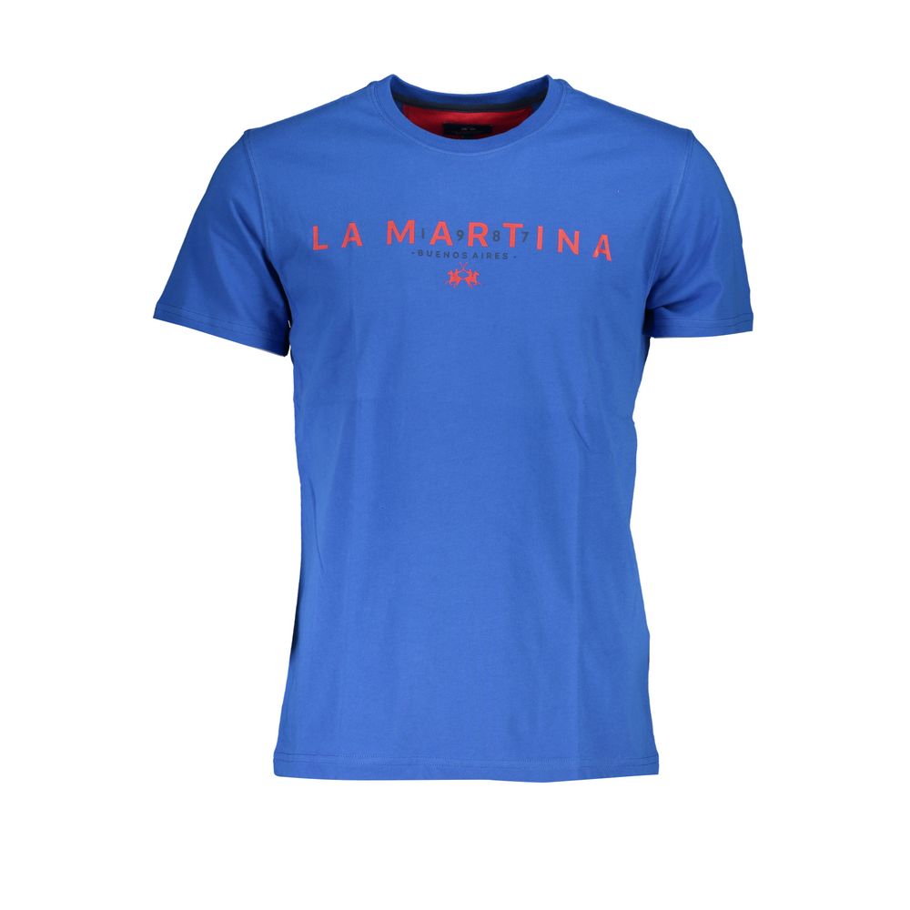 La Martina Chic Crew Neck Logo Tee in Cobalt Blue