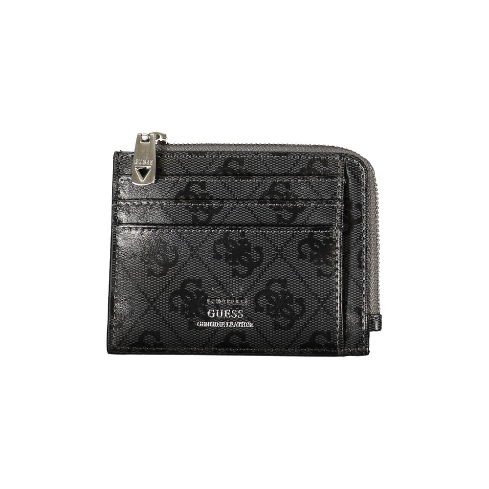 Guess Jeans Sleek Black Leather Wallet with Contrasting Accents