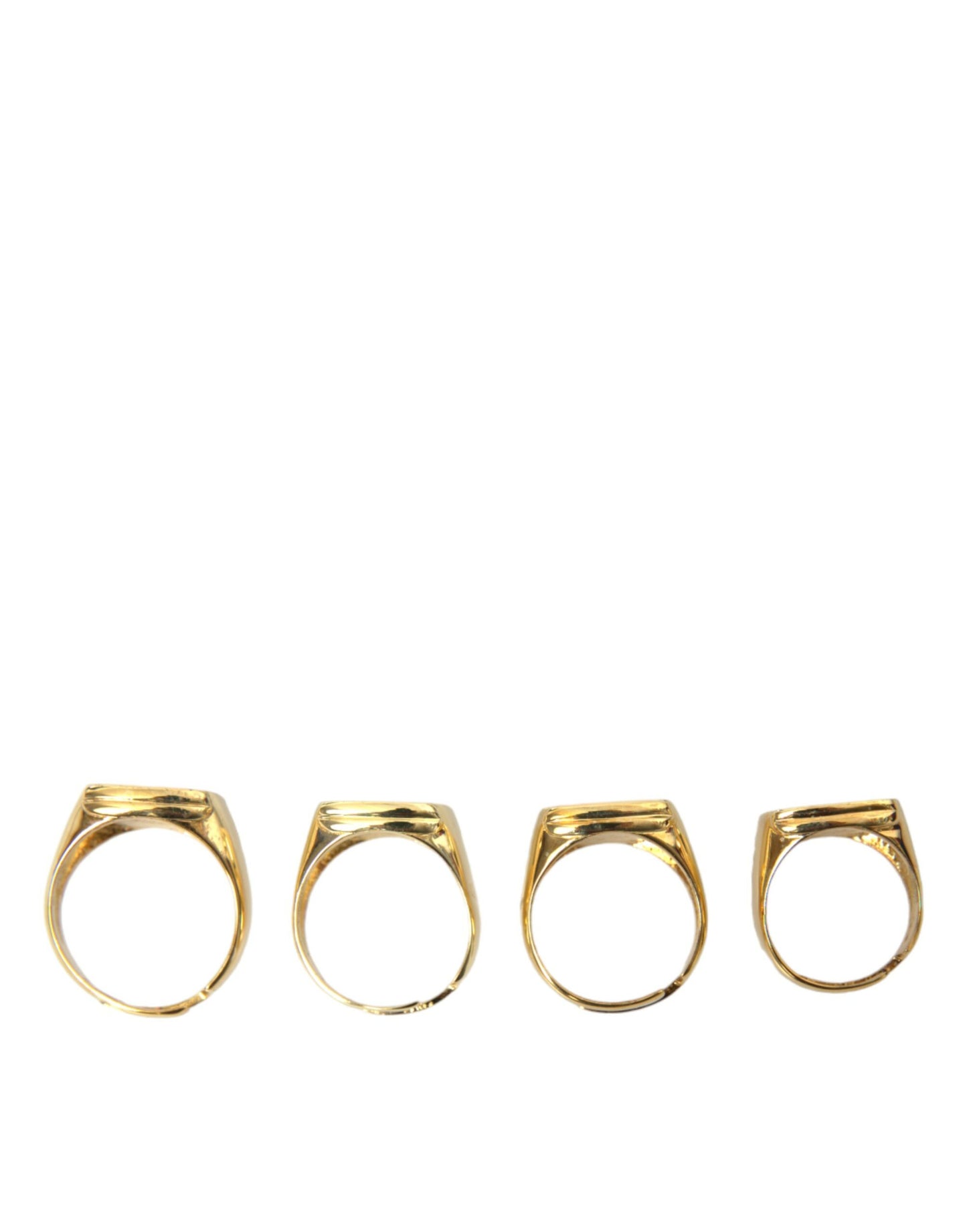 Dolce & Gabbana Gold Brass KING Enamel Set of 4 Ring